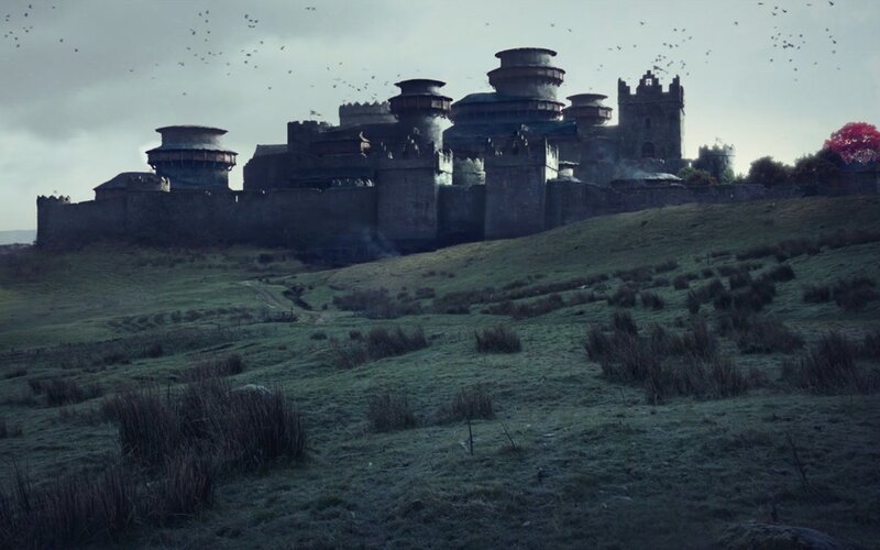 castle on a hill at dusk