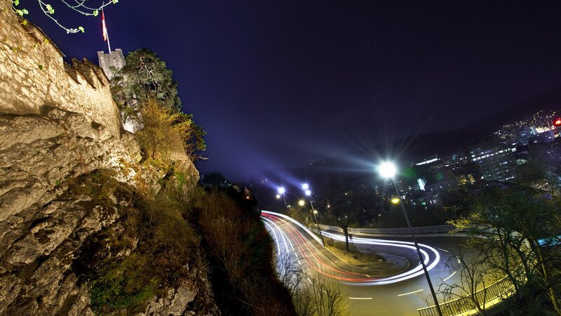 Castle on a Hill at Night — Black