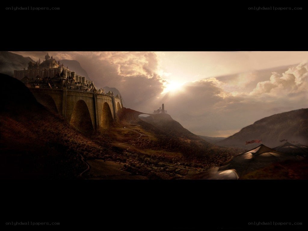 castle on a hill at sunset