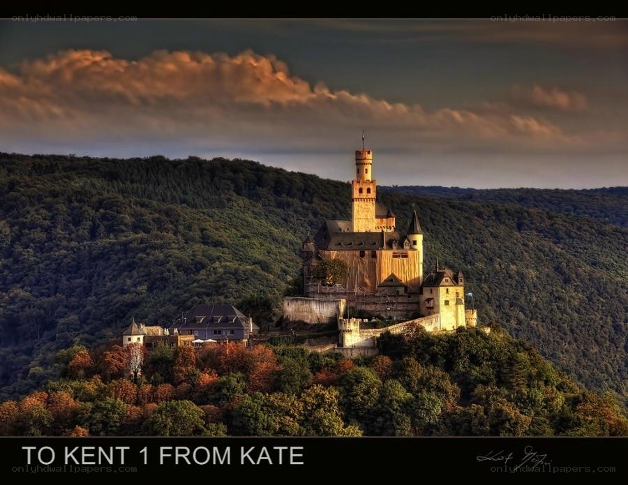 Castle on a hill at sunset