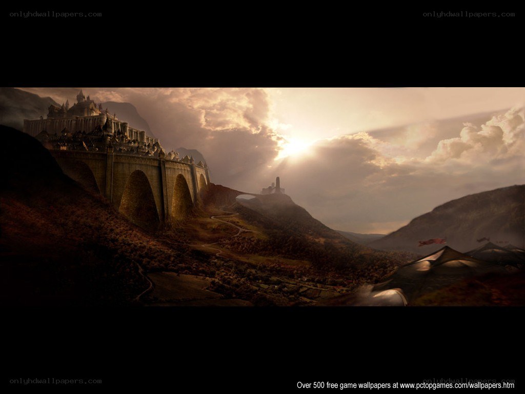 castle on a hill at sunset