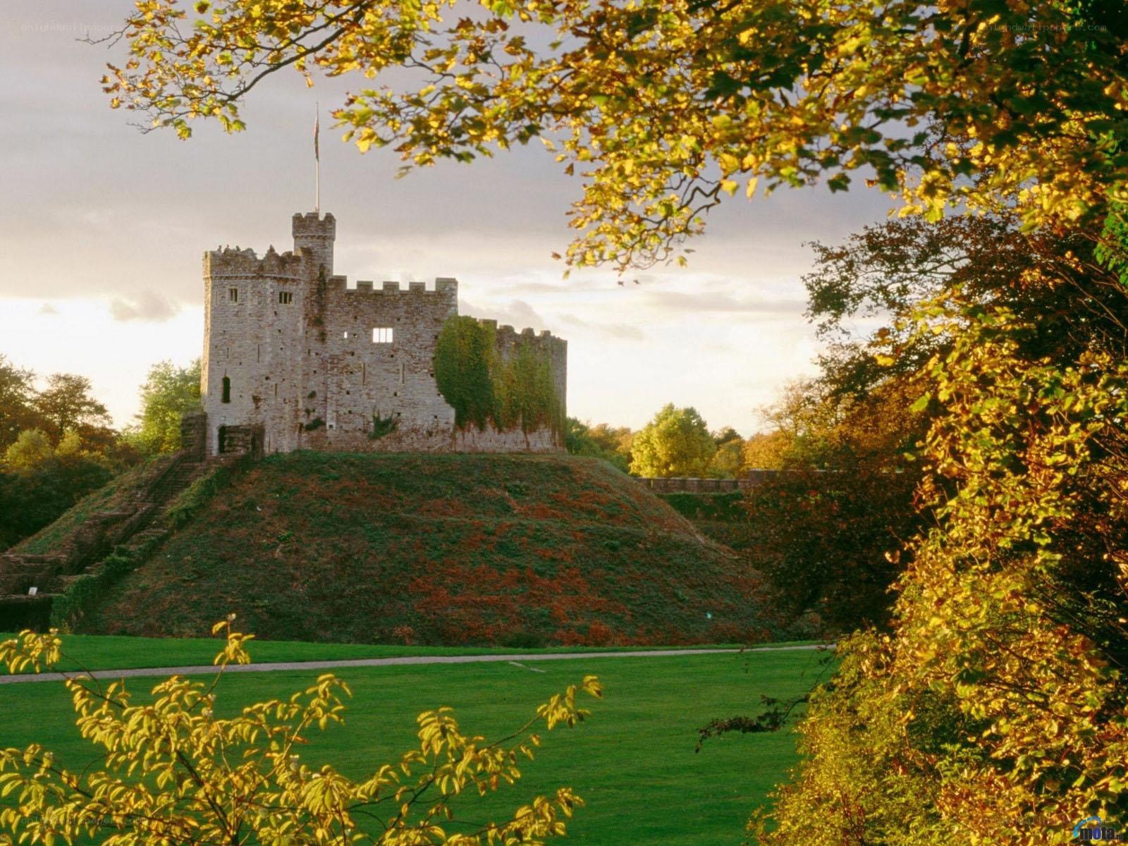 Castle on a hill at sunset