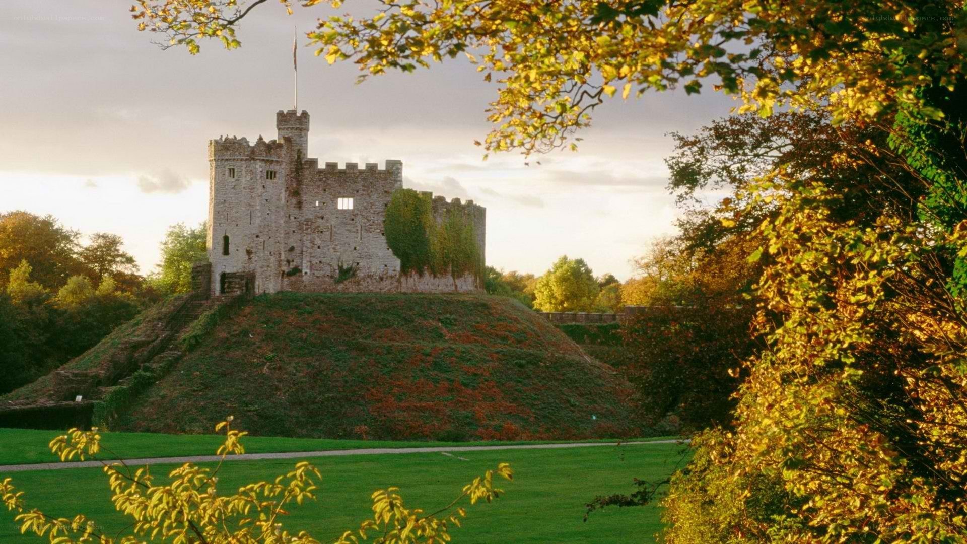 Castle on a hill at sunset