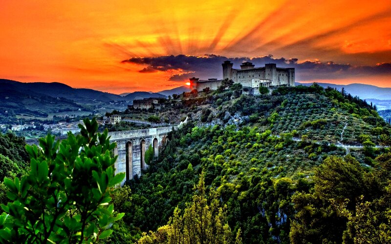 Castle on a Hill at Sunset — Orange