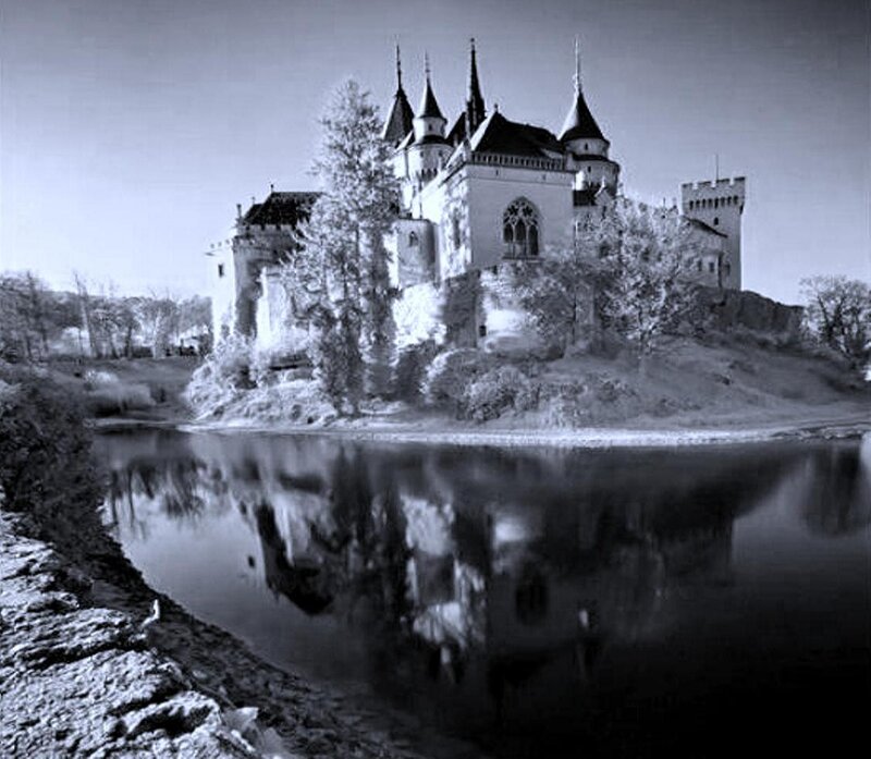 Castle on a Hill — Black, Dramatic, Photograph