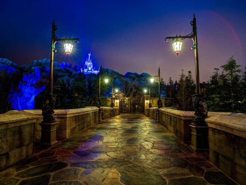 Castle on a Hill — Blue, Dramatic, Night, Photograph, Bridge