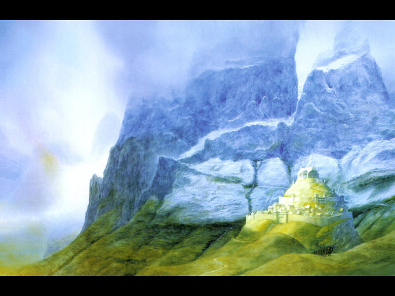 Castle on a Hill — Blue, Dramatic, Painting