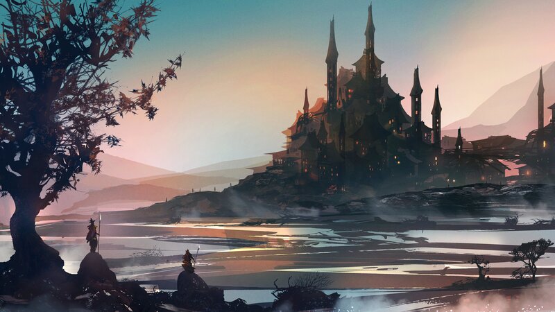 Castle on a Hill — Blue, Dramatic, Sunset