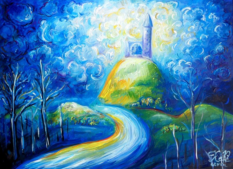 Castle on a Hill — Blue, Dreamy