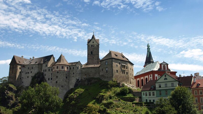 Castle on a Hill — Blue, Serene, Afternoon, Photograph, Church