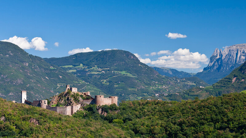 Castle on a Hill — Blue, Serene, Afternoon, Photograph, Mountains, Valley