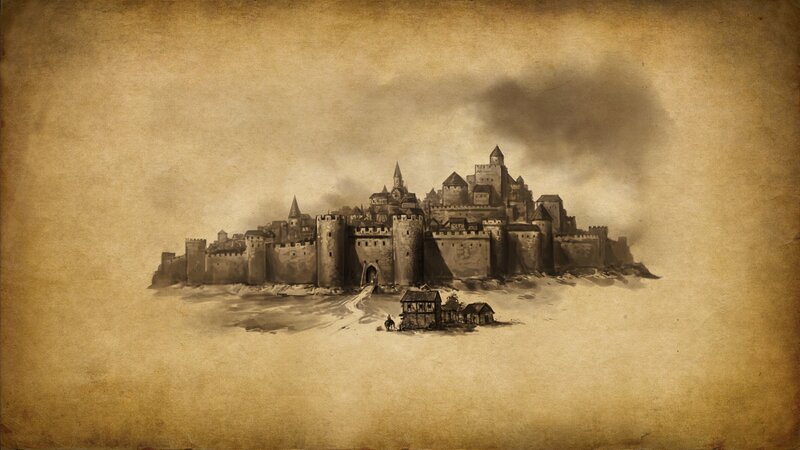 Castle on a Hill — Brown, Dramatic, Illustration