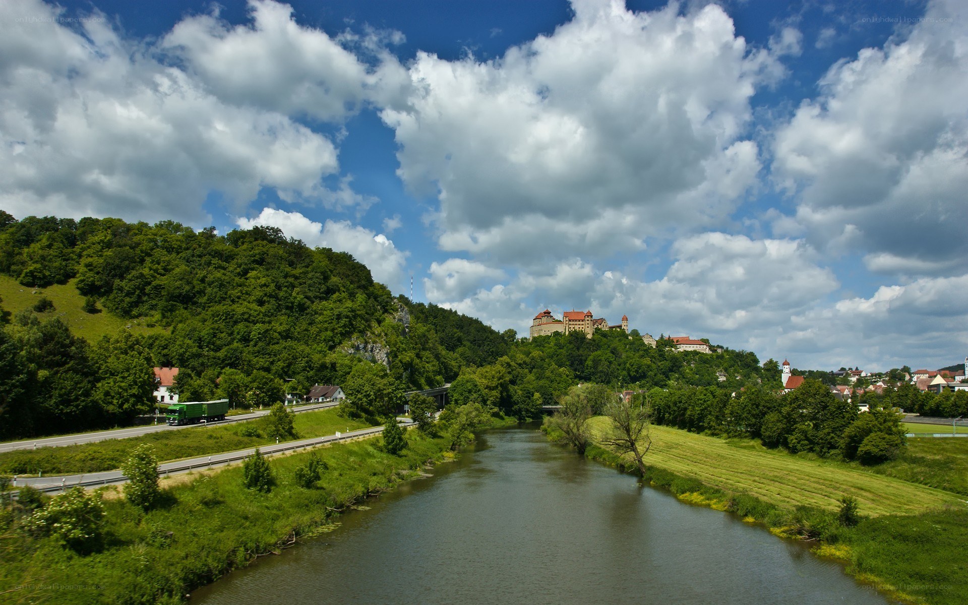 Castle on a hill by a river
