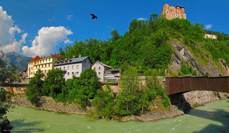 Castle on a hill by the river