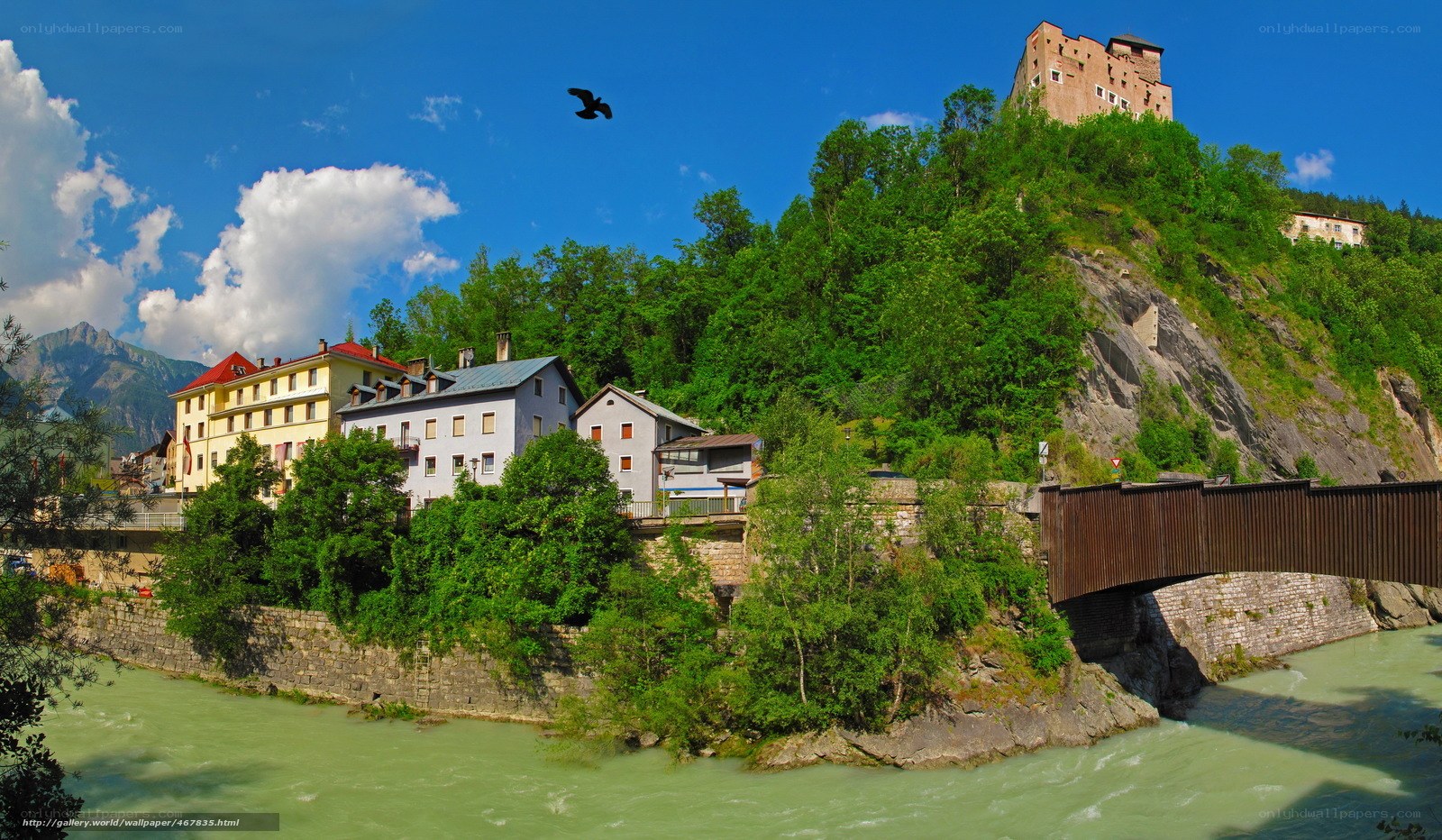 Castle on a hill by the river