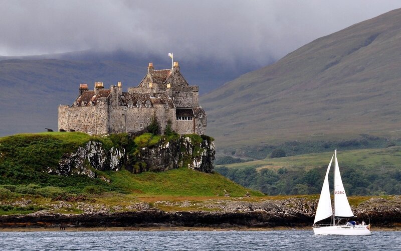 Castle on a hill by the sea
