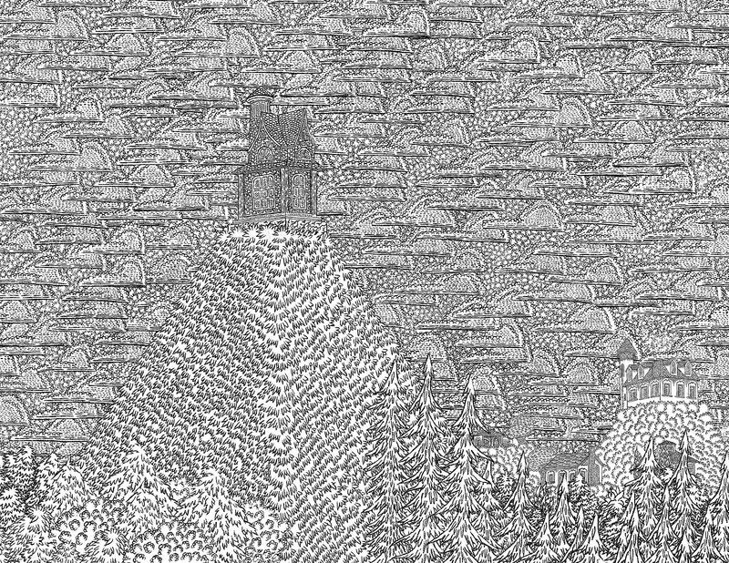 castle on a hill drawing