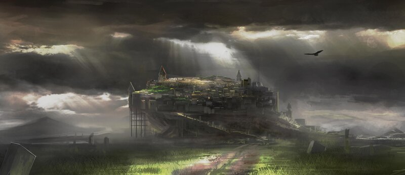 Castle on a Hill — Gray, Dramatic, Night
