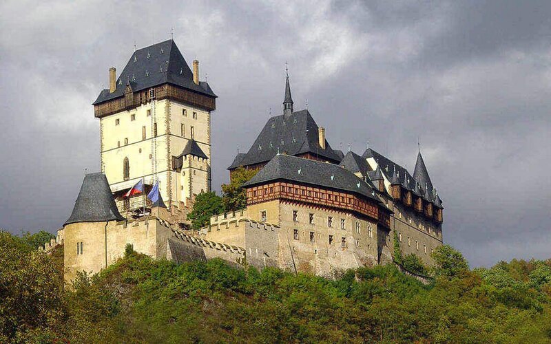 Castle on a Hill — Gray, Dramatic, Photograph, Tower