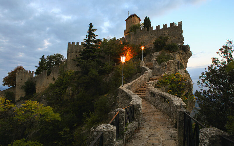 Castle on a Hill — Gray, Dramatic, Sunset