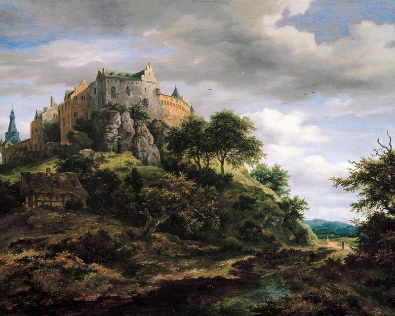 Castle on a Hill — Green, Dramatic, Afternoon, Painting