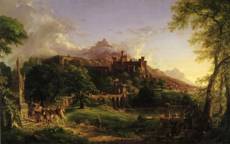Castle on a Hill — Green, Dramatic, Afternoon, Painting, Trees