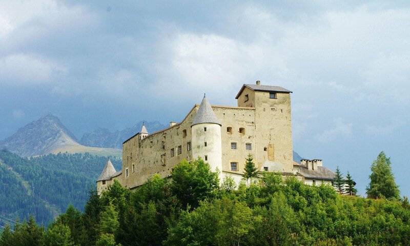 Castle on a Hill — Green, Dramatic, Afternoon, Photograph, Mountains, Trees