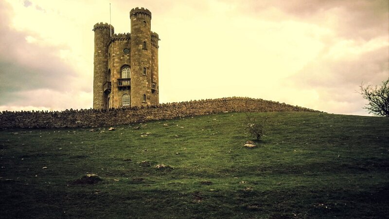 Castle on a Hill — Green, Dramatic, Afternoon, Photograph, Stone Wall