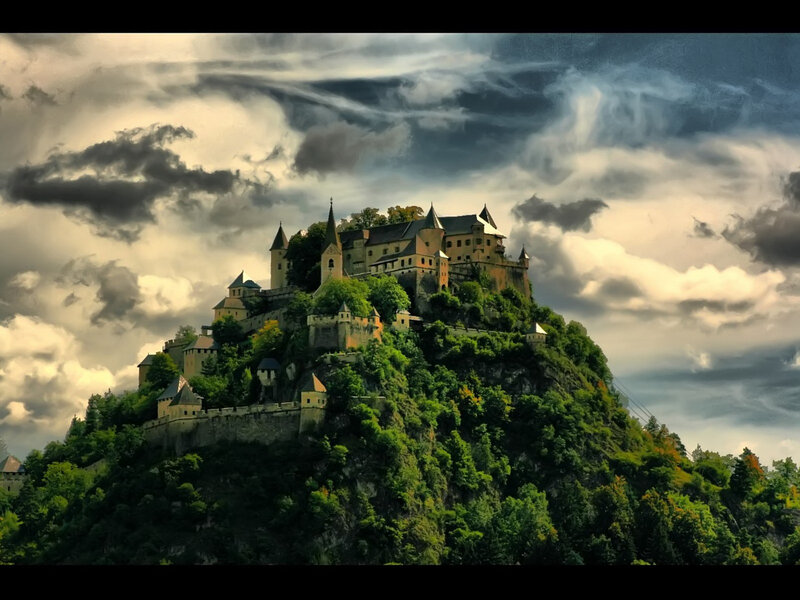 Castle on a Hill — Green, Dramatic, Afternoon, Photograph