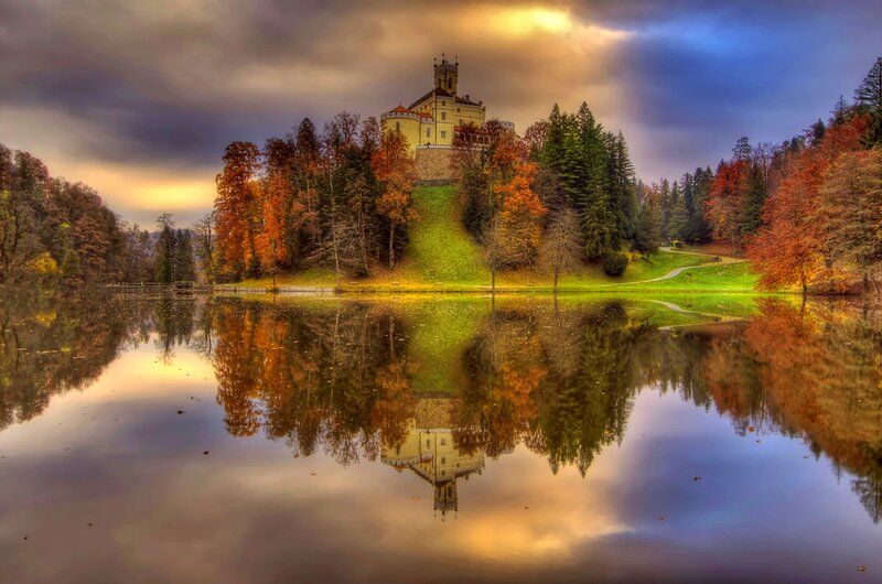 Castle on a Hill — Green, Dramatic, Autumn, Photograph