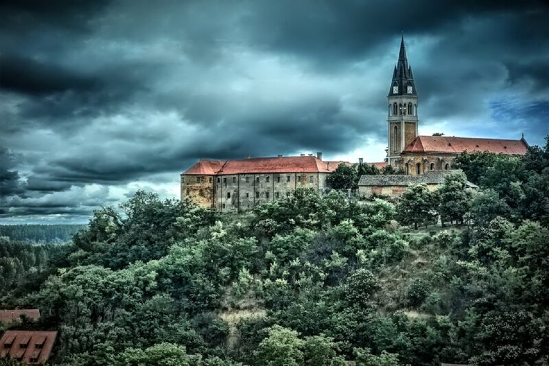 Castle on a Hill — Green, Dramatic, Photograph, Church Tower