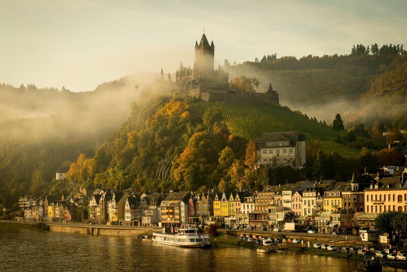 Castle on a Hill — Green, Misty, Morning