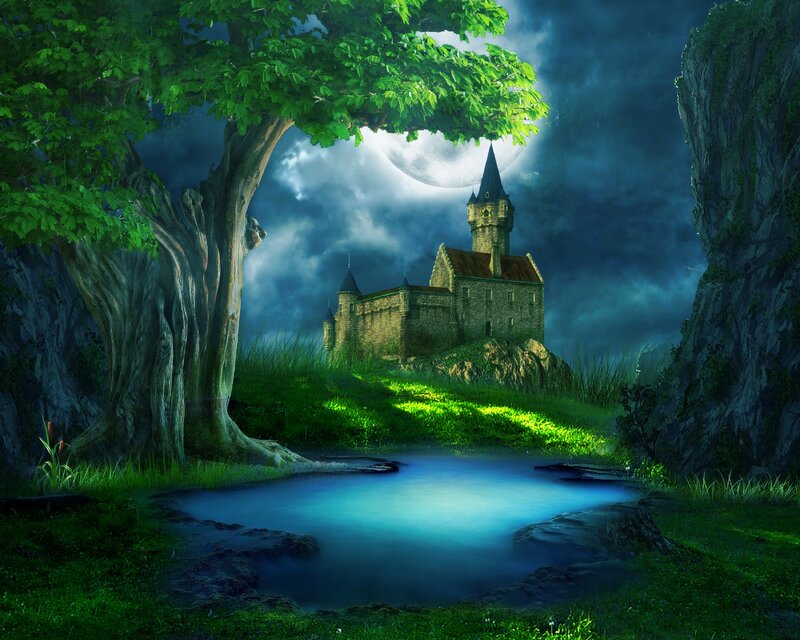 Castle on a Hill — Green, Mysterious