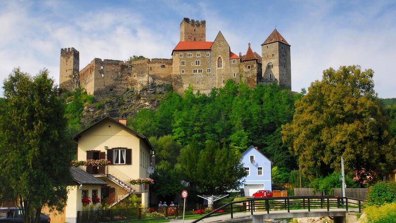 Castle on a Hill — Green, Serene, Afternoon, Photograph, Houses