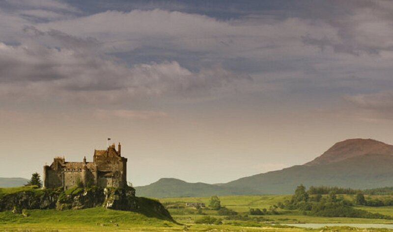 Castle on a Hill — Green, Serene, Afternoon, Photograph, Mountain