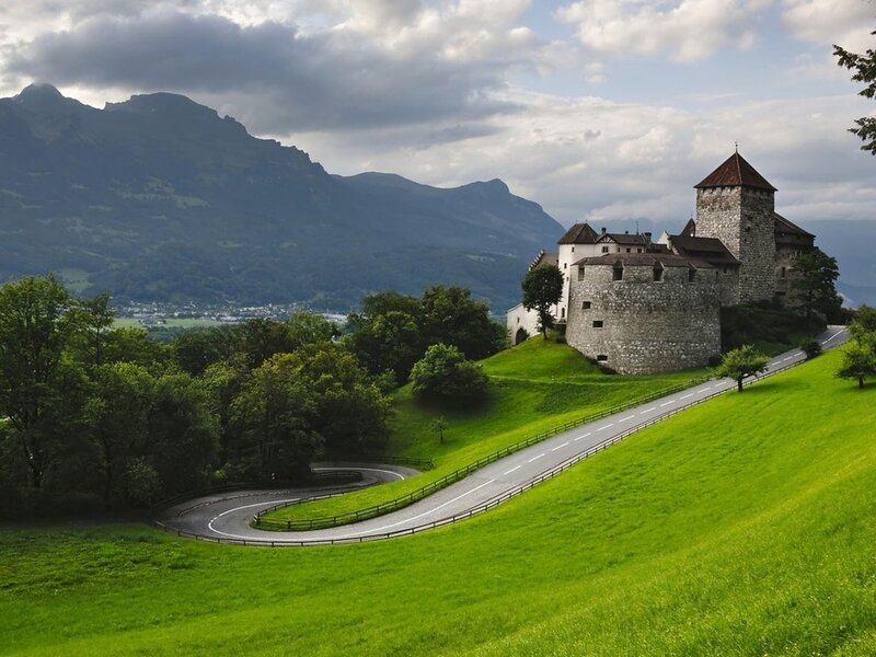 Castle on a Hill — Green, Serene, Afternoon, Photograph, Mountains