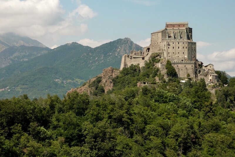 Castle on a Hill — Green, Serene, Afternoon, Photograph, Mountains, Trees, Sky