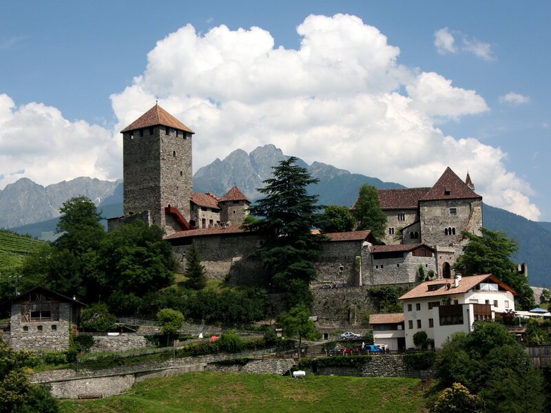 Castle on a Hill — Green, Serene, Afternoon, Photograph, Mountains, Trees