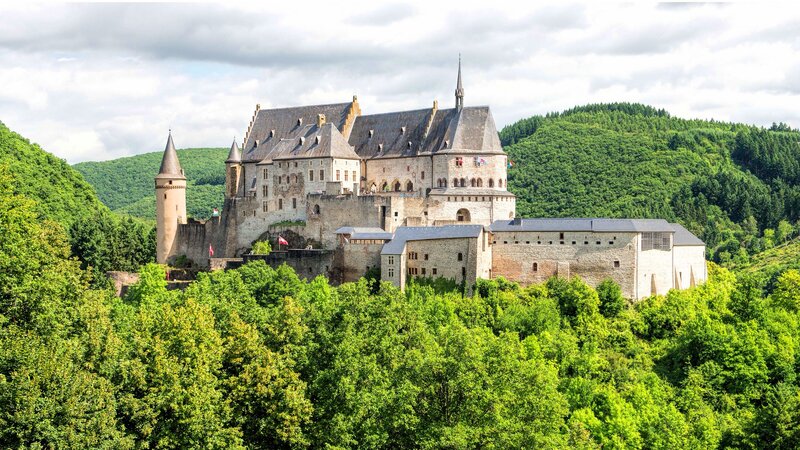 Castle on a Hill — Green, Serene, Afternoon, Photograph, Trees, Hills