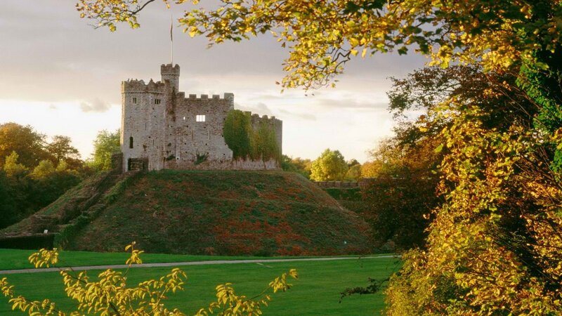 Castle on a Hill — Green, Serene, Autumn, Photograph, Trees, Flag, Brown