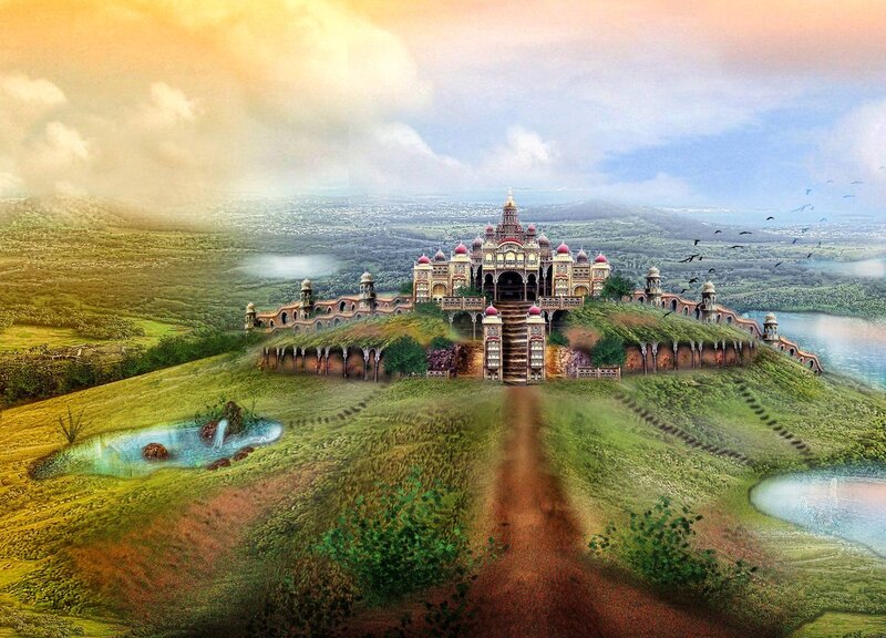 Castle on a Hill — Green, Serene, Sunrise