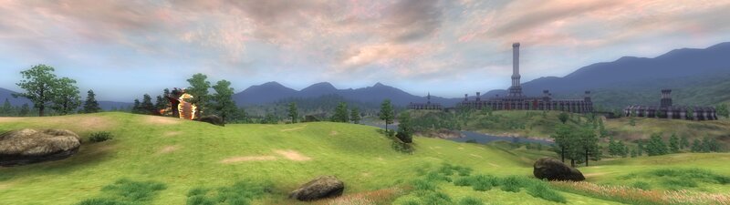 Castle on a Hill — Green, Serene, Sunset, 3d Render