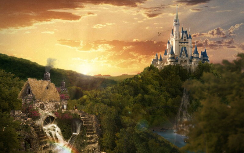 Castle on a Hill — Green, Serene, Sunset