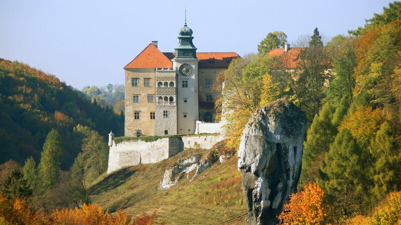 castle on a hill in autumn