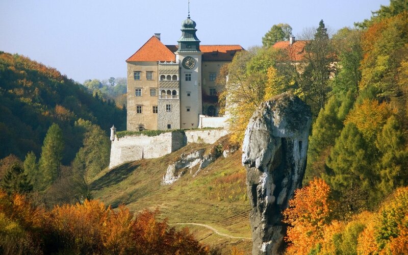 castle on a hill in autumn