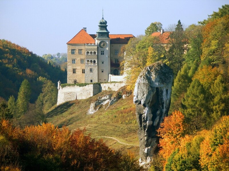 castle on a hill in autumn