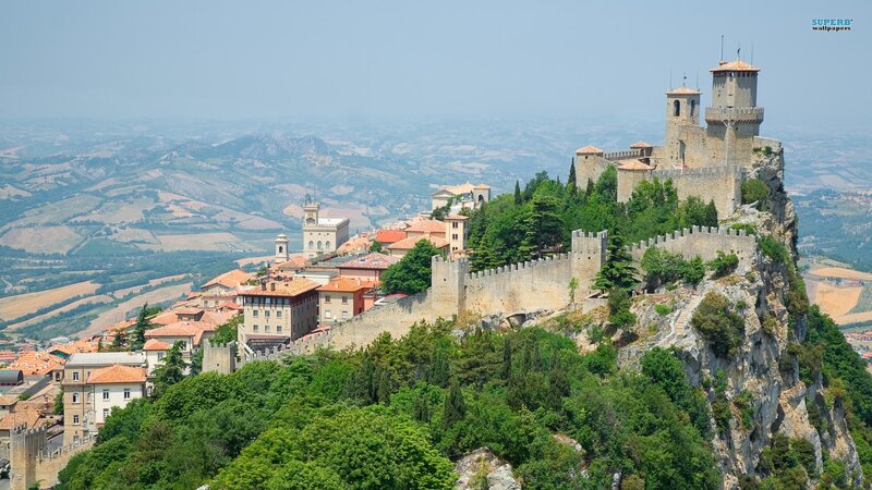 Castle on a hill in Italy