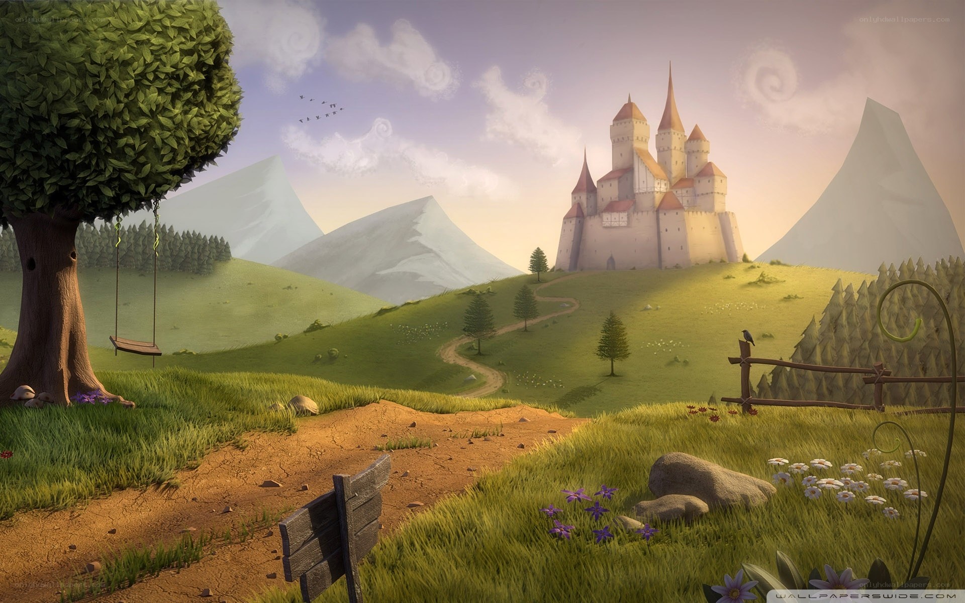 castle on a hill landscape