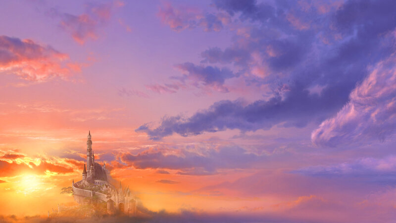 Castle on a Hill — Purple, Dramatic, Sunset, Digital Art