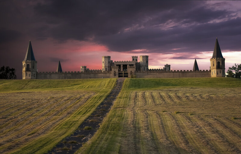 Castle on a Hill — Purple, Dramatic, Sunset, Photograph